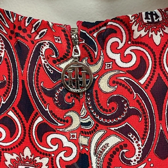 NWT Tommy Hilfiger Long Sleeve Blouse Sky Captain Multi Red Navy XS - Picture 6 of 16
